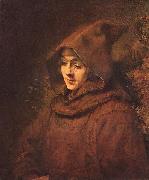 REMBRANDT Harmenszoon van Rijn Rembrandt son Titus, as a monk, painting